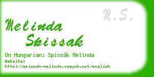 melinda spissak business card